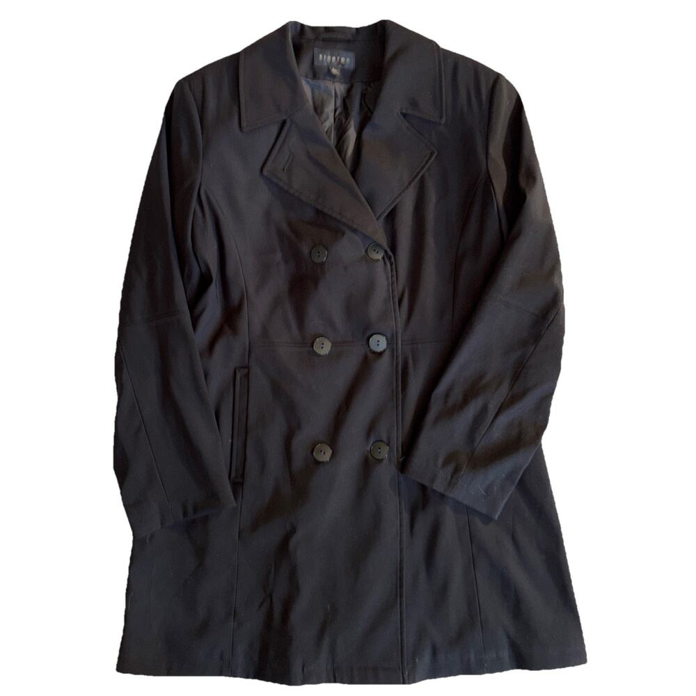 Braetan Trench Coat Size L Black Double Breasted Mid Length Jacket Professional